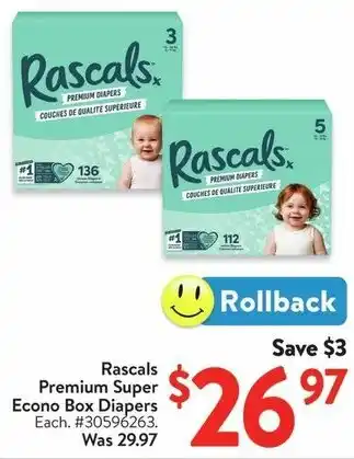 Walmart Rascals Premium Super Econo Box Diapers offer