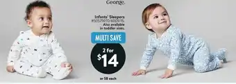 Walmart George Infants' Sleepers offer