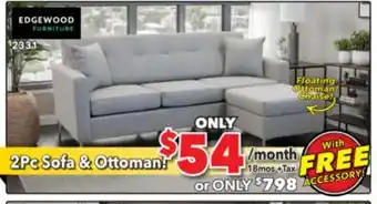 Surplus Furniture Lagoon Ash 2PC Sofa & Ottoman offer