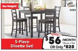 Surplus Furniture Bridson Grey Counter Height 5-Piece Dinette Set offer