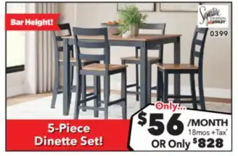 Surplus Furniture Gesthaven Blue Counter Height 5-Piece Dinette offer