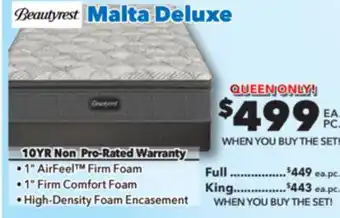 Surplus Furniture Malta Deluxe Firm Tight Top Queen Mattress Set offer