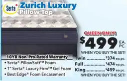 Surplus Furniture Zurich Luxury Plush Pillow Top Queen Mattress Set offer