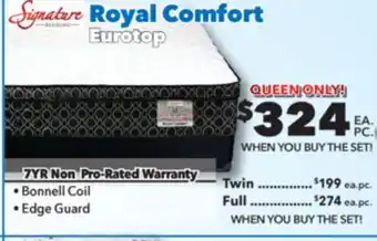 Surplus Furniture Royal Comfort Ptop Queen Set offer