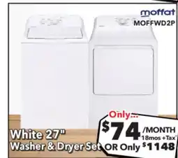 Surplus Furniture Moffat White 27 Washer & Dryer Set offer