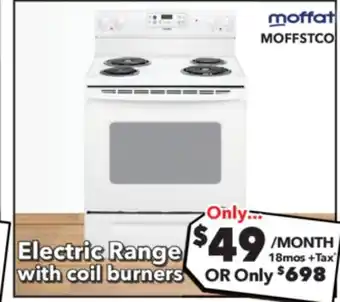 Surplus Furniture Moffat White 30 Electric Range with Coil Burners offer