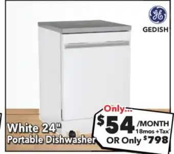 Surplus Furniture GE 24 White Portable Dishwasher offer