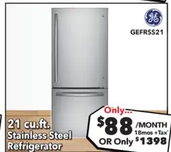 Surplus Furniture GE Stainless Steel 21 CU. FT. Refrigerator offer