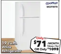 Surplus Furniture Moffat White 19 Cubic Foot Refrigerator offer