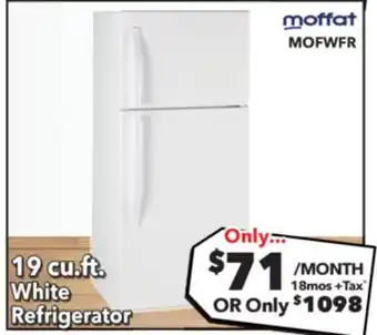 Surplus Furniture Moffat White 19 Cubic Foot Refrigerator offer