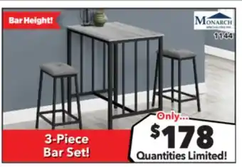 Surplus Furniture Grey & Black Metal 3-Piece Counter Height Dinette Set offer