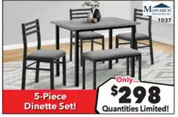 Surplus Furniture Grey & Black 5-Piece Dinette with Bench offer