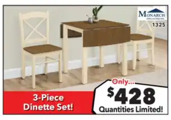 Surplus Furniture Cream & Oak 3-Piece Dinette Set offer