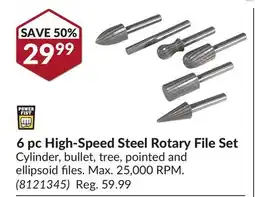 Princess Auto 6 pc High-Speed Steel Rotary File Set offer