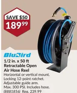 Princess Auto 1/2 in. x 50 ft Retractable Open Air Hose Reel offer