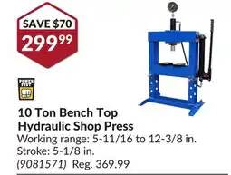 Princess Auto 10 Ton Bench Top Hydraulic Shop Press offer