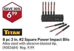 Princess Auto 8 pc 3 in. #2 Square Power Impact Bits offer