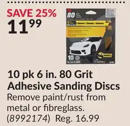 Princess Auto 10 pk 6 in. 80 Grit Adhesive Sanding Discs offer