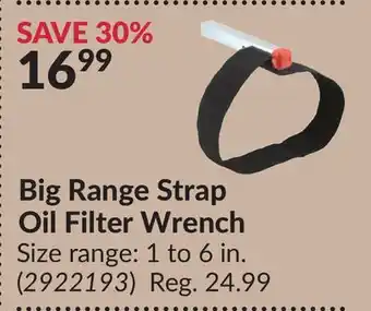 Princess Auto Big Range Strap Oil Filter Wrench offer