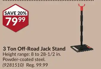 Princess Auto 3 Ton Off-Road Jack Stand offer