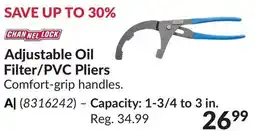 Princess Auto Adjustable Oil Filter/PVC Pliers offer