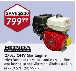 Princess Auto 270cc OHV Gas Engine offer