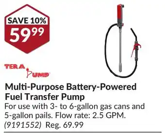 Princess Auto Multi-Purpose Battery-Powered Fuel Transfer Pump offer