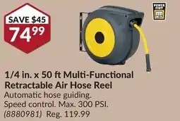 Princess Auto 1/4 in. x 50 ft Multi-Functional Retractable Air Hose Reel offer