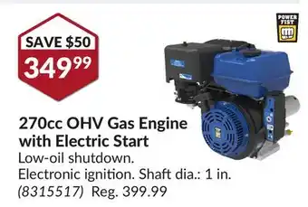 Princess Auto 270cc OHV Gas Engine with Electric Start offer