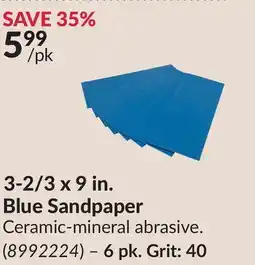 Princess Auto 3-2/3 x 9 in. Blue Sandpaper offer