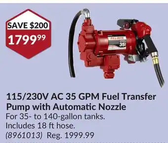 Princess Auto 115/230V AC 35 GPM Fuel Transfer Pump offer