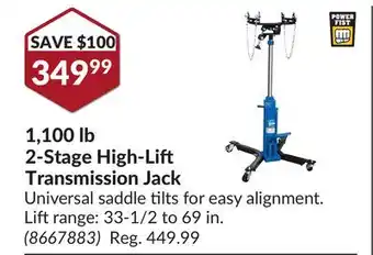 Princess Auto 1, 100 lb 2-Stage High-Lift Transmission Jack offer