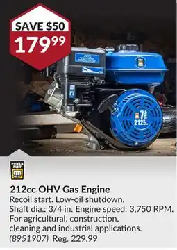 Princess Auto 212cc OHV Gas Engine offer