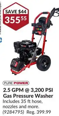 Princess Auto 2.5 GPM@3, 200 PSI Gas Pressure Washer offer