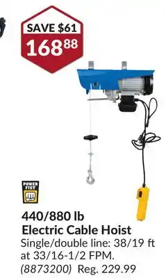 Princess Auto 440/880 lb Electric Cable Hoist offer