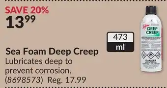 Princess Auto Sea Foam Deep Creep Lubricates offer