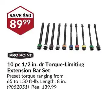 Princess Auto 10 pc 1/2 in. dr Torque-Limiting Extension Bar Set offer