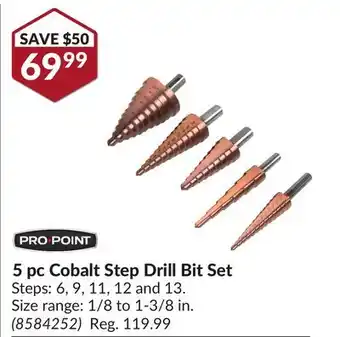 Princess Auto 5 pc Cobalt Step Drill Bit Set offer