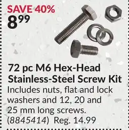 Princess Auto 72 pc M6 Hex-Head Stainless-Steel Screw Kit offer