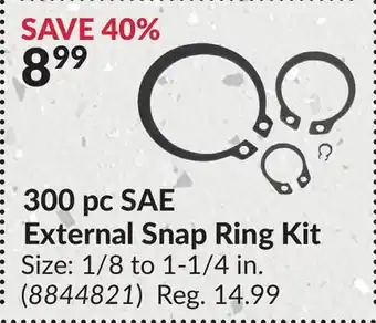 Princess Auto 300 pc SAE External Snap Ring Kit offer