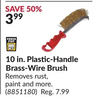 Princess Auto 10 in. Plastic-Handle Brass-Wire Brush offer