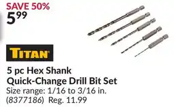 Princess Auto 5 pc Hex Shank Quick-Change Drill Bit Set offer