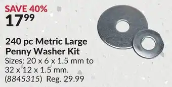 Princess Auto 240 pc Metric Large Penny Washer Kit offer