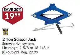 Princess Auto Power Fist 2 Ton Scissor Jack offer