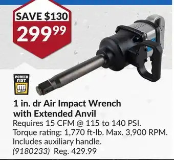 Princess Auto 1 in. dr Air Impact Wrench with Extended Anvil offer