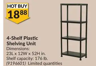 Princess Auto 4-Shelf Plastic Shelving Unit offer