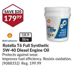 Princess Auto Rotella T6 Full Synthetic 5W-40 Diesel Engine Oil offer