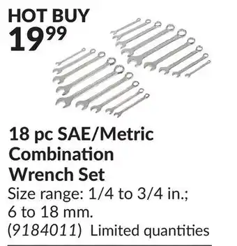 Princess Auto 18 pc SAE/Metric Combination Wrench Set offer