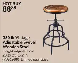 Princess Auto 330 lb Vintage Adjustable Swivel Wooden Stool offer