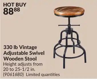 Princess Auto 330 lb Vintage Adjustable Swivel Wooden Stool offer